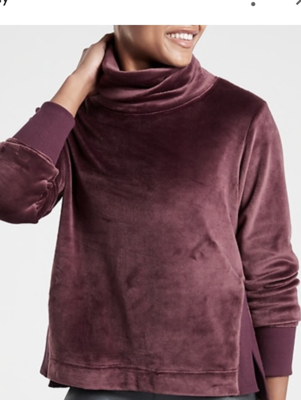 Athleta Plush Burgundy Cowl Neck Sweater Size XL